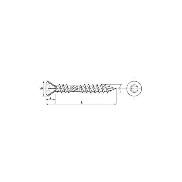 Vis terrasse Inox A2 Tête fraisée avec Nervure - Double filetage - Tx25 M5x50 mm - Boite de 200 unités – Image 3