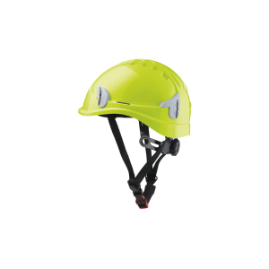 Casque monteur ventilé avec attaches pour lampe frontale.